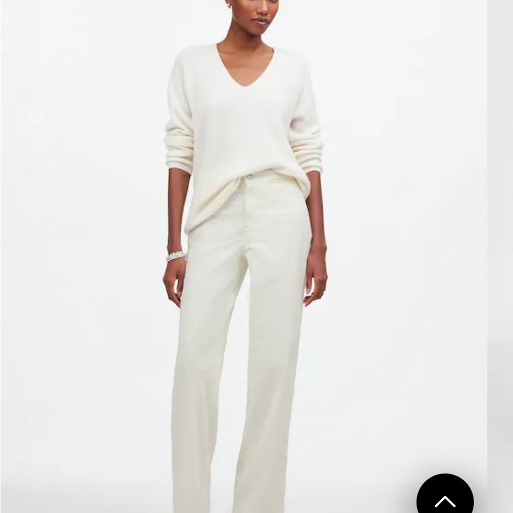 Madewell Emmett Wide Leg White Corduroy Pants